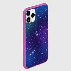 Чехол iPhone 11 Pro матовый Фиолетовая розовая звездная туманность в космосе, цвет: 3D-фиолетовый — фото 2