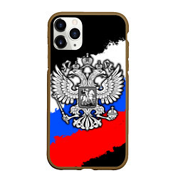 Чехол iPhone 11 Pro матовый Триколор - герб РФ, цвет: 3D-коричневый