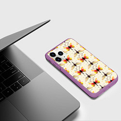 Чехол iPhone 11 Pro матовый Стрекозы и бабочки, цвет: 3D-фиолетовый — фото 2
