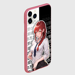 Чехол iPhone 11 Pro матовый Макима и иероглифы, цвет: 3D-малиновый — фото 2