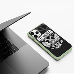 Чехол iPhone 11 Pro матовый Russia - герб РФ, цвет: 3D-салатовый — фото 2