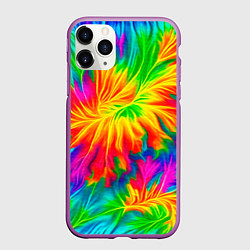 Чехол iPhone 11 Pro матовый Тай-дай кислотные краски, цвет: 3D-фиолетовый