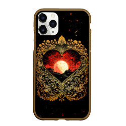 Чехол iPhone 11 Pro матовый Закат в сердце - нейросеть, цвет: 3D-коричневый