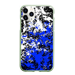 Чехол iPhone 11 Pro матовый Белая и синяя краска, цвет: 3D-салатовый