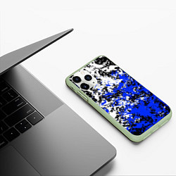 Чехол iPhone 11 Pro матовый Белая и синяя краска, цвет: 3D-салатовый — фото 2
