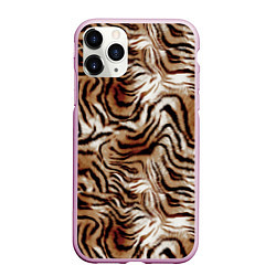 Чехол iPhone 11 Pro матовый Меховая шкура тигра, цвет: 3D-розовый