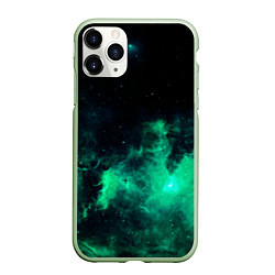 Чехол iPhone 11 Pro матовый Зелёная галактика Midjourney, цвет: 3D-салатовый