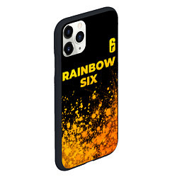 Чехол iPhone 11 Pro матовый Rainbow Six - gold gradient: символ сверху, цвет: 3D-черный — фото 2