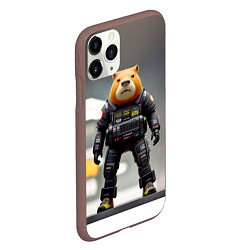 Чехол iPhone 11 Pro матовый Капи полицейский - киберпанк - нейросеть, цвет: 3D-коричневый — фото 2