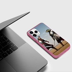 Чехол iPhone 11 Pro матовый Древний Рус против Ящера, цвет: 3D-малиновый — фото 2
