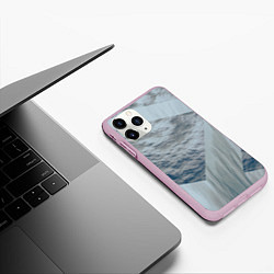 Чехол iPhone 11 Pro матовый Серая стена и блоки, цвет: 3D-розовый — фото 2