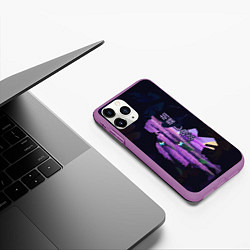 Чехол iPhone 11 Pro матовый Силуэт Шинобу Кочо, бабочки и цветущая глициния, цвет: 3D-фиолетовый — фото 2