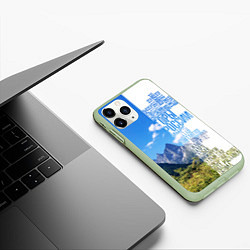 Чехол iPhone 11 Pro матовый Название гор России, цвет: 3D-салатовый — фото 2