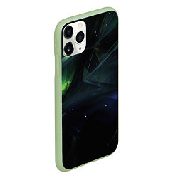 Чехол iPhone 11 Pro матовый Dark green black elements, цвет: 3D-салатовый — фото 2