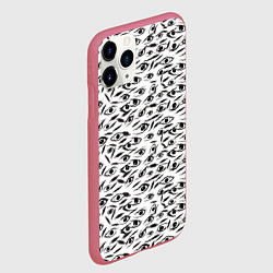 Чехол iPhone 11 Pro матовый Море глаз на белом фоне, цвет: 3D-малиновый — фото 2