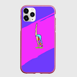 Чехол iPhone 11 Pro матовый Гимнастка с мячом, цвет: 3D-малиновый