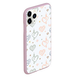 Чехол iPhone 11 Pro матовый Lovely hearts, цвет: 3D-розовый — фото 2