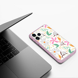 Чехол iPhone 11 Pro матовый Spring flowers, цвет: 3D-розовый — фото 2