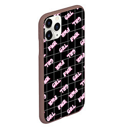 Чехол iPhone 11 Pro матовый Girl power - черный в клетку, цвет: 3D-коричневый — фото 2