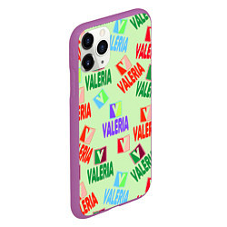 Чехол iPhone 11 Pro матовый Валерия - разноцветный текст, цвет: 3D-фиолетовый — фото 2
