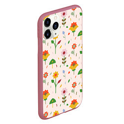 Чехол iPhone 11 Pro матовый Pretty flowers, цвет: 3D-малиновый — фото 2