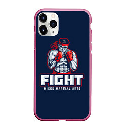 Чехол iPhone 11 Pro матовый Fight ММА, цвет: 3D-малиновый