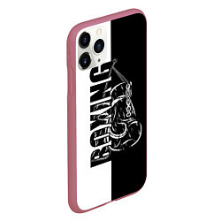 Чехол iPhone 11 Pro матовый Boxing чёрно-белое, цвет: 3D-малиновый — фото 2
