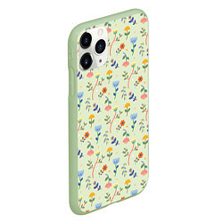 Чехол iPhone 11 Pro матовый Цветочная полянка, цвет: 3D-салатовый — фото 2