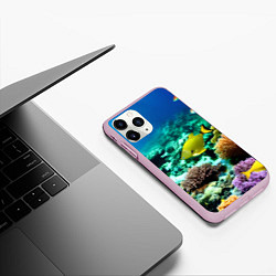 Чехол iPhone 11 Pro матовый Рыбы на дне моря, цвет: 3D-розовый — фото 2