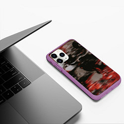 Чехол iPhone 11 Pro матовый Чёрные и красные волны, цвет: 3D-фиолетовый — фото 2