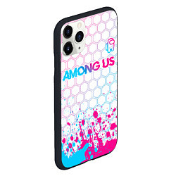 Чехол iPhone 11 Pro матовый Among Us neon gradient style: символ сверху, цвет: 3D-черный — фото 2