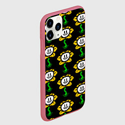 Чехол iPhone 11 Pro матовый Undertale - flowey smile, цвет: 3D-малиновый — фото 2