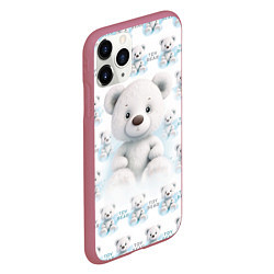 Чехол iPhone 11 Pro матовый Плюшевый белый медведь, цвет: 3D-малиновый — фото 2