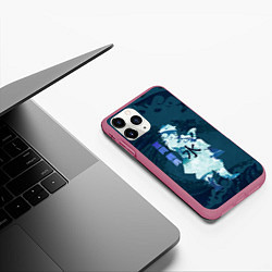 Чехол iPhone 11 Pro матовый Kimetsu no Yaiba Гию Томиока и волны, цвет: 3D-малиновый — фото 2
