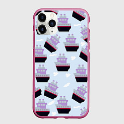 Чехол iPhone 11 Pro матовый Корабль с трубами, цвет: 3D-малиновый