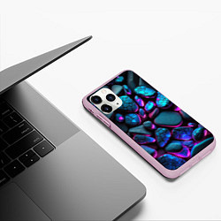 Чехол iPhone 11 Pro матовый Неоновые камни, цвет: 3D-розовый — фото 2