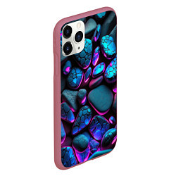 Чехол iPhone 11 Pro матовый Неоновые камни, цвет: 3D-малиновый — фото 2