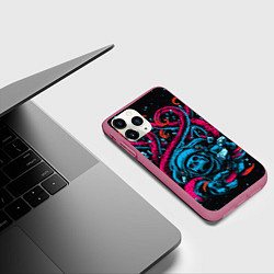 Чехол iPhone 11 Pro матовый Космический монстр, цвет: 3D-малиновый — фото 2