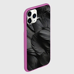 Чехол iPhone 11 Pro матовый Черные перья ворона, цвет: 3D-фиолетовый — фото 2