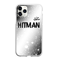 Чехол iPhone 11 Pro матовый Hitman glitch на светлом фоне: символ сверху