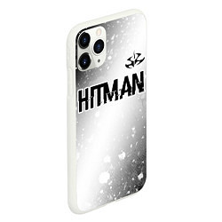 Чехол iPhone 11 Pro матовый Hitman glitch на светлом фоне: символ сверху, цвет: 3D-белый — фото 2
