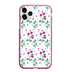 Чехол iPhone 11 Pro матовый Stars flowers, цвет: 3D-малиновый