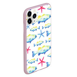 Чехол iPhone 11 Pro матовый Fish family, цвет: 3D-розовый — фото 2