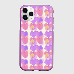 Чехол iPhone 11 Pro матовый Нежные сердечки, цвет: 3D-фиолетовый