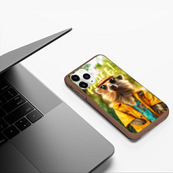 Чехол iPhone 11 Pro матовый Peace - хиппи квокка короткохвостый кенгуру, цвет: 3D-коричневый — фото 2