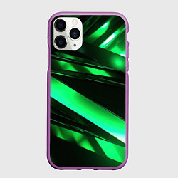 Чехол iPhone 11 Pro матовый Зеленая неоновая абстракция, цвет: 3D-фиолетовый