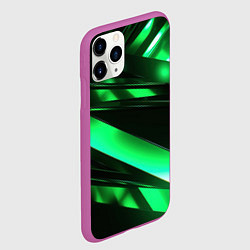 Чехол iPhone 11 Pro матовый Зеленая неоновая абстракция, цвет: 3D-фиолетовый — фото 2