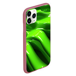Чехол iPhone 11 Pro матовый Текстура зеленая слизь, цвет: 3D-малиновый — фото 2