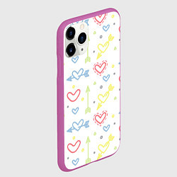 Чехол iPhone 11 Pro матовый Color hearts, цвет: 3D-фиолетовый — фото 2