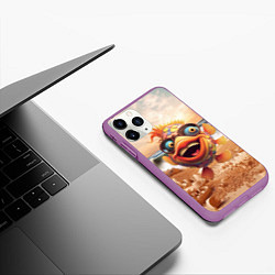 Чехол iPhone 11 Pro матовый Большой мультяшный карп, цвет: 3D-фиолетовый — фото 2